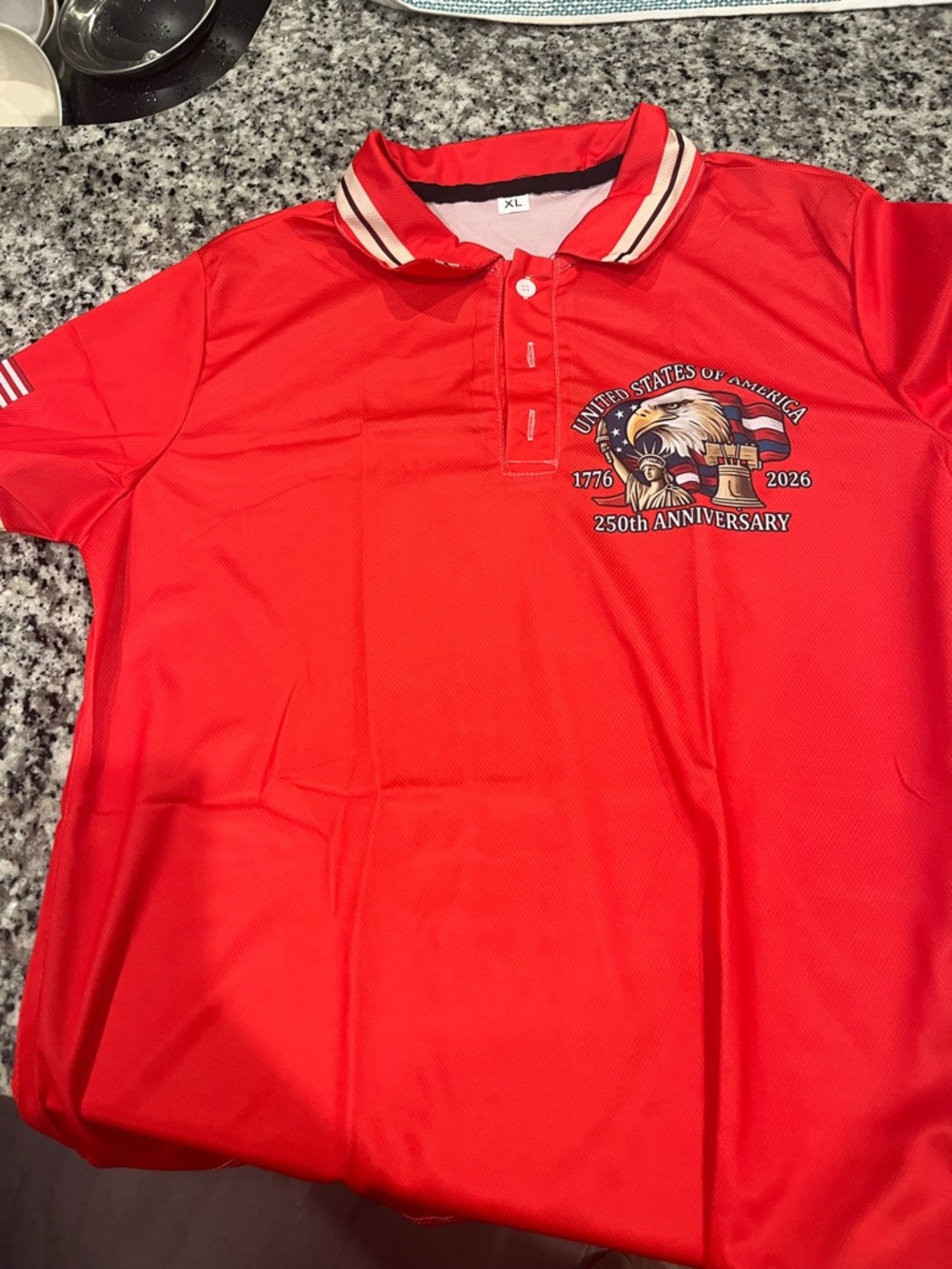 Red Men's Polo Shirt - 250th Anniversary Eagle Graphic